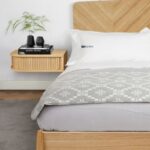 Marudhar Craft Fluted Floating Nightstand – Wall-Mounted Wooden Bedside Table with Tambour Design