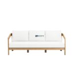 Wooden Frame 3-Seater Sofa (Ivory Cushions) - Image 4