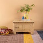 Cream Vintage Wooden Side Table with Storage Cupboard