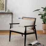Modern Wooden Cane Back Lounge Chair