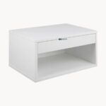 Modern Floating Nightstand – Wall-Mounted Bedside Table with Storage Drawer and Open Shelf (White Finish) - Image 3