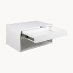 Modern Floating Nightstand – Wall-Mounted Bedside Table with Storage Drawer and Open Shelf (White Finish) - Image 4