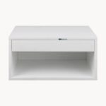 Modern Floating Nightstand – Wall-Mounted Bedside Table with Storage Drawer and Open Shelf (White Finish) - Image 5