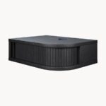 Modern Floating Nightstand – Matte Black Ribbed Wall-Mounted Bedside Table with Curved Fluted Design - Image 3