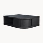 Modern Floating Nightstand – Matte Black Ribbed Wall-Mounted Bedside Table with Curved Fluted Design - Image 2