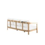 Wooden Frame 3-Seater Sofa (Ivory Cushions) - Image 5