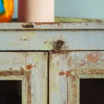 Turquoise, Green & Lilac Vintage Wooden Cupboard with Glass Doors - Image 5