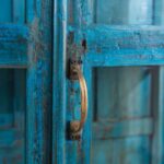 Blue Vintage Wooden Glazed Display Cabinet - Image 6