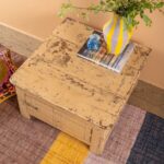 Cream Vintage Wooden Side Table with Storage Cupboard - Image 2