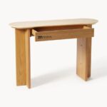 Modern Solid Wood Console Table with Rounded Top (Natural Oak Finish) - Image 2