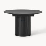 Round Black Wooden Dining Table with Fluted Pedestal Base - Image 5