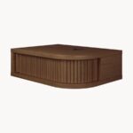 Dark Walnut Floating Nightstand – Wall-Mounted Wooden Bedside Table with Fluted Tambour Door - Image 3