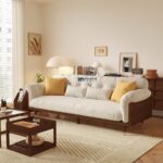 Wooden Frame Fabric 3-Seater Sofa (Ivory White) - Image 3