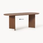 Modern Oval Wooden Dining Table Set with Upholstered Chairs - Image 2