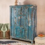 Vintage Blue Wooden Almirah – Six Door Storage Cabinet