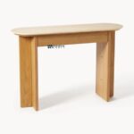 Modern Solid Wood Console Table with Rounded Top (Natural Oak Finish) - Image 3