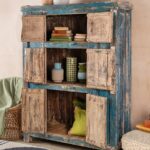 Vintage Blue Wooden Almirah – Six Door Storage Cabinet - Image 3