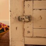 Cream Vintage Wooden Side Table with Storage Cupboard - Image 4