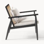 Modern Wooden Cane Back Lounge Chair - Image 5