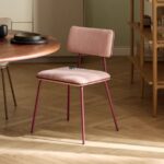 Upholstered Dining Chair with Metal Legs (Blush Pink)