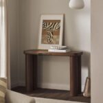 Console Table with Cylindrical Legs (Dark Walnut Finish)