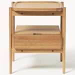 Marudhar Craft Scandi-Style Solid Wood Bedside Table with Tray Top & Floating Drawer