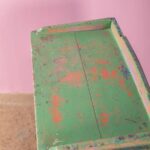 Vintage Green & Lilac Wooden Display Cabinet with Glass Doors - Image 6