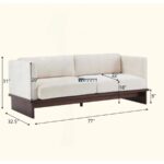 Wooden Base Fabric 3-Seater Sofa (Cream) - Image 4