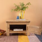 Cream Vintage Wooden Side Table with Storage Cupboard - Image 5