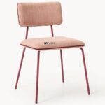 Upholstered Dining Chair with Metal Legs (Blush Pink) - Image 3
