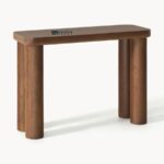 Console Table with Cylindrical Legs (Dark Walnut Finish) - Image 3