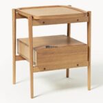 Marudhar Craft Scandi-Style Solid Wood Bedside Table with Tray Top & Floating Drawer - Image 3
