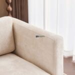 Wooden Base Fabric 3-Seater Sofa (Cream) - Image 5