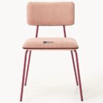 Upholstered Dining Chair with Metal Legs (Blush Pink) - Image 4