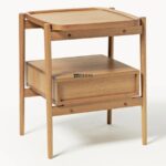 Marudhar Craft Scandi-Style Solid Wood Bedside Table with Tray Top & Floating Drawer - Image 4