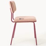Upholstered Dining Chair with Metal Legs (Blush Pink) - Image 5