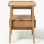Marudhar Craft Scandi-Style Solid Wood Bedside Table with Tray Top & Floating Drawer - Image 5
