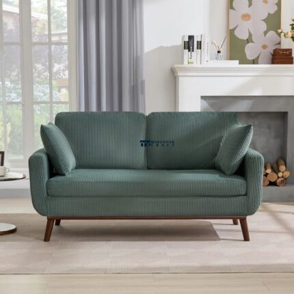 Corduroy Fabric 2-Seater Sofa (Teal Green