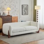 Luxury Curved Arm Fabric 3-Seater Sofa