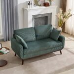Corduroy Fabric 2-Seater Sofa (Teal Green - Image 3