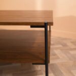 Conrad Acacia Wood Coffee Table with Umber Finish and Black Metal Frame - Image 4