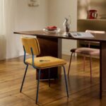 Upholstered Dining Chair with Color-Coated Metal Legs (Mustard Yellow)