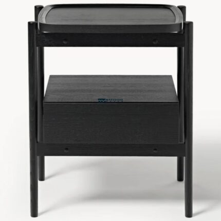 Modern Tray-Top Bedside Table with Storage