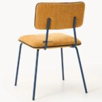 Upholstered Dining Chair with Color-Coated Metal Legs (Mustard Yellow) - Image 5
