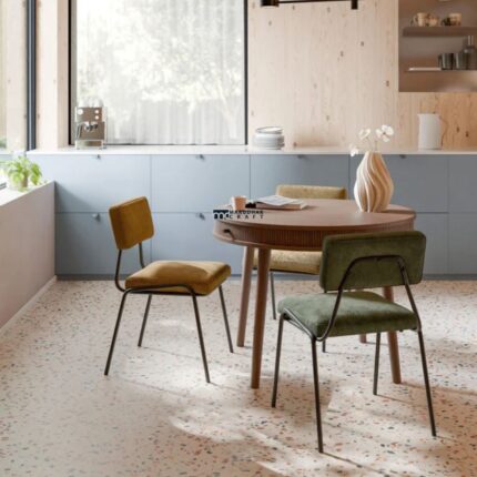 Compact Round Wooden Dining Table with Ribbed Edge