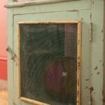 Pale Turquoise Vintage Jali Side Cabinet with Metal Mesh Panels - Image 4