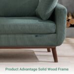 Corduroy Fabric 2-Seater Sofa (Teal Green - Image 5