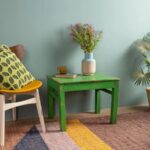 Bright Green Vintage Wooden Side Table