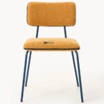 Upholstered Dining Chair with Color-Coated Metal Legs (Mustard Yellow) - Image 2