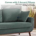 Corduroy Fabric 2-Seater Sofa (Teal Green - Image 2